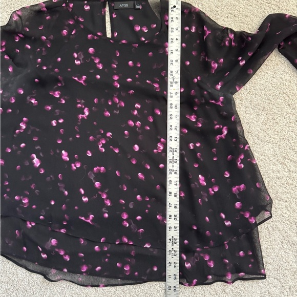 Apt. 9 Black and Purple Layered Blouse with Sheer Sleeves - Picture 7 of 7